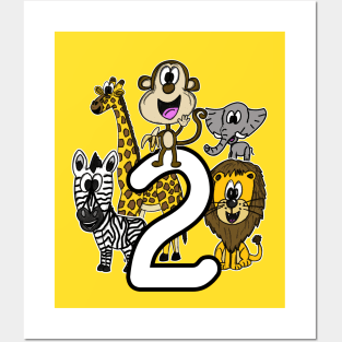 Safari Zoo Animals 2 Year Old 2nd Birthday Posters and Art